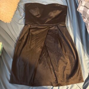 Mini black strapless dress